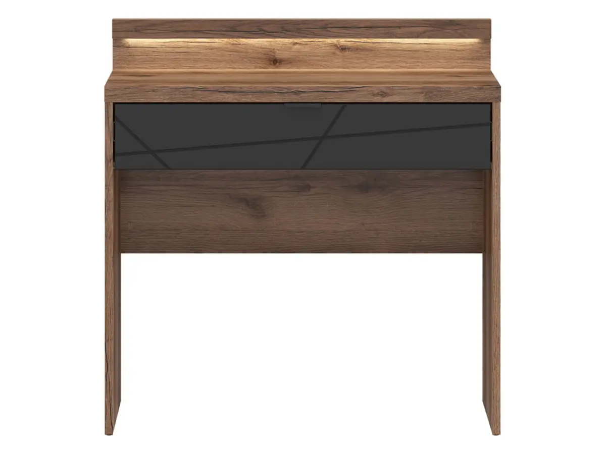 Туалетний столик з освітленням Forn 90 см з шухлядою дуб делано темний/чорний