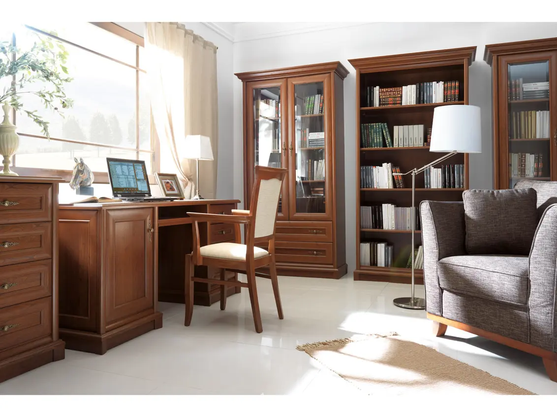 Vitrina Kent con 2 puertas y 2 cajones castaño