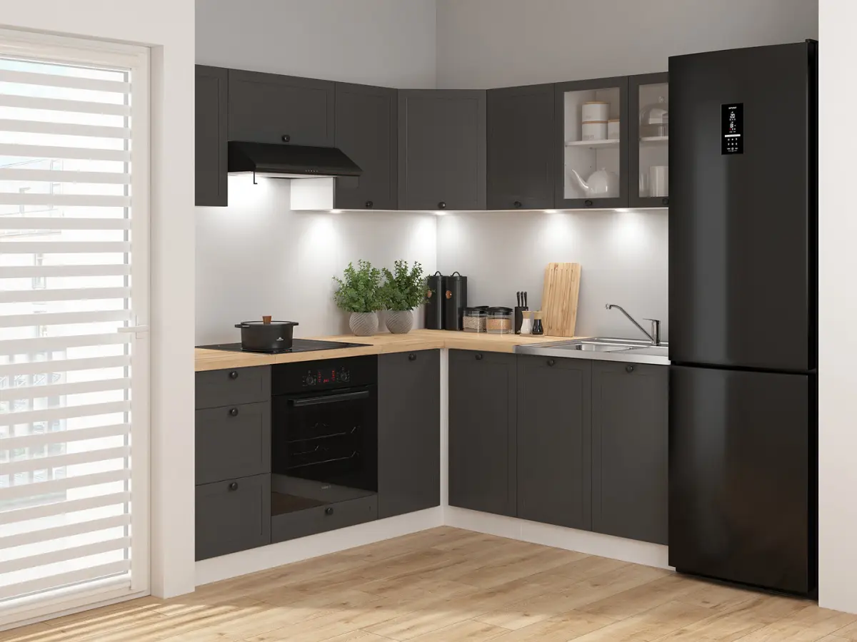 Conjunto de cocina de esquina Junona Line 180x200 grafito sin encimera