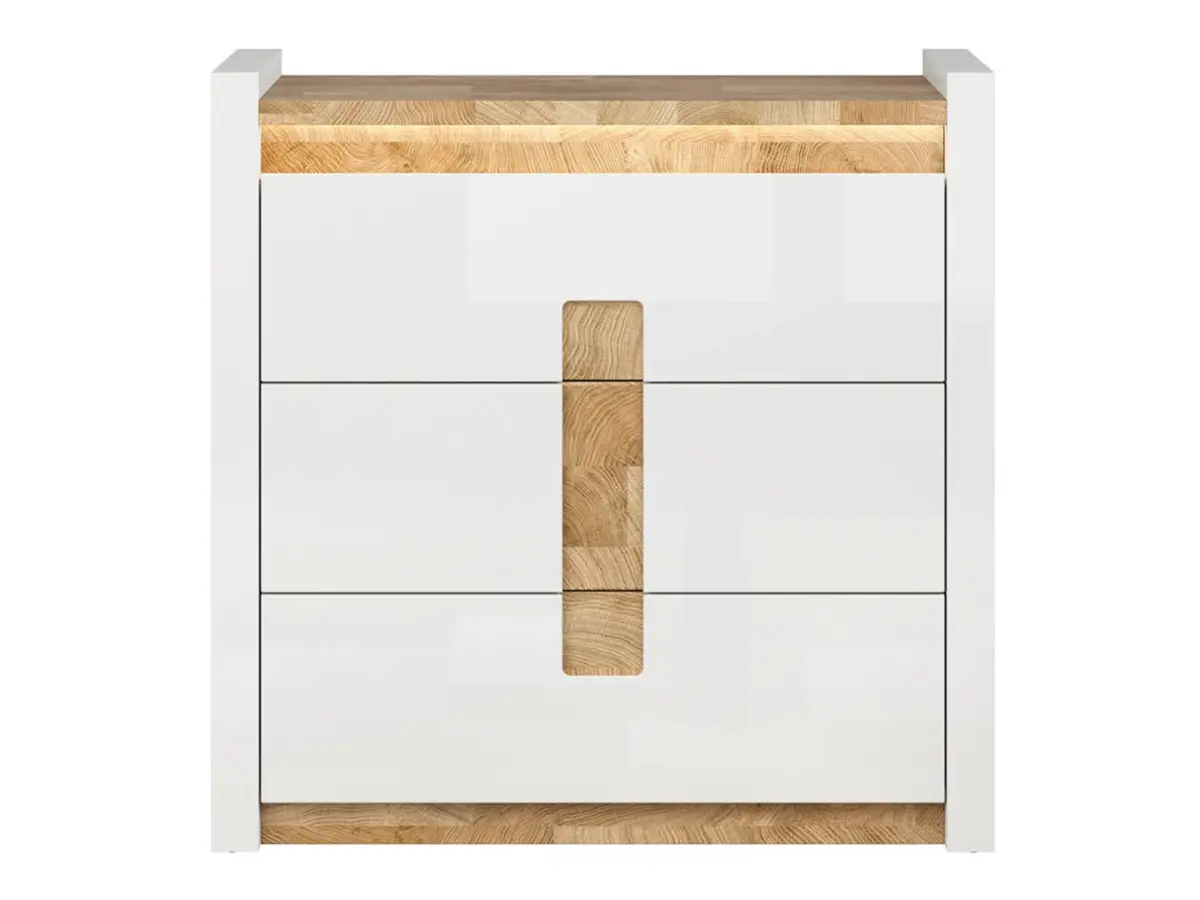 Cómoda Alameda 97 cm con 3 cajones roble westminster/blanco brillo