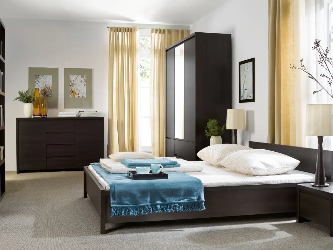 Armario de cinco puertas Kaspian 153 cm con espejo y cajones wenge