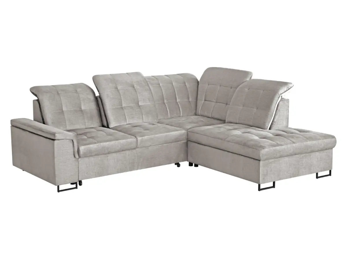 Sofá rinconera derecha Aragon convertible con reposacabezas y asiento regulables beige