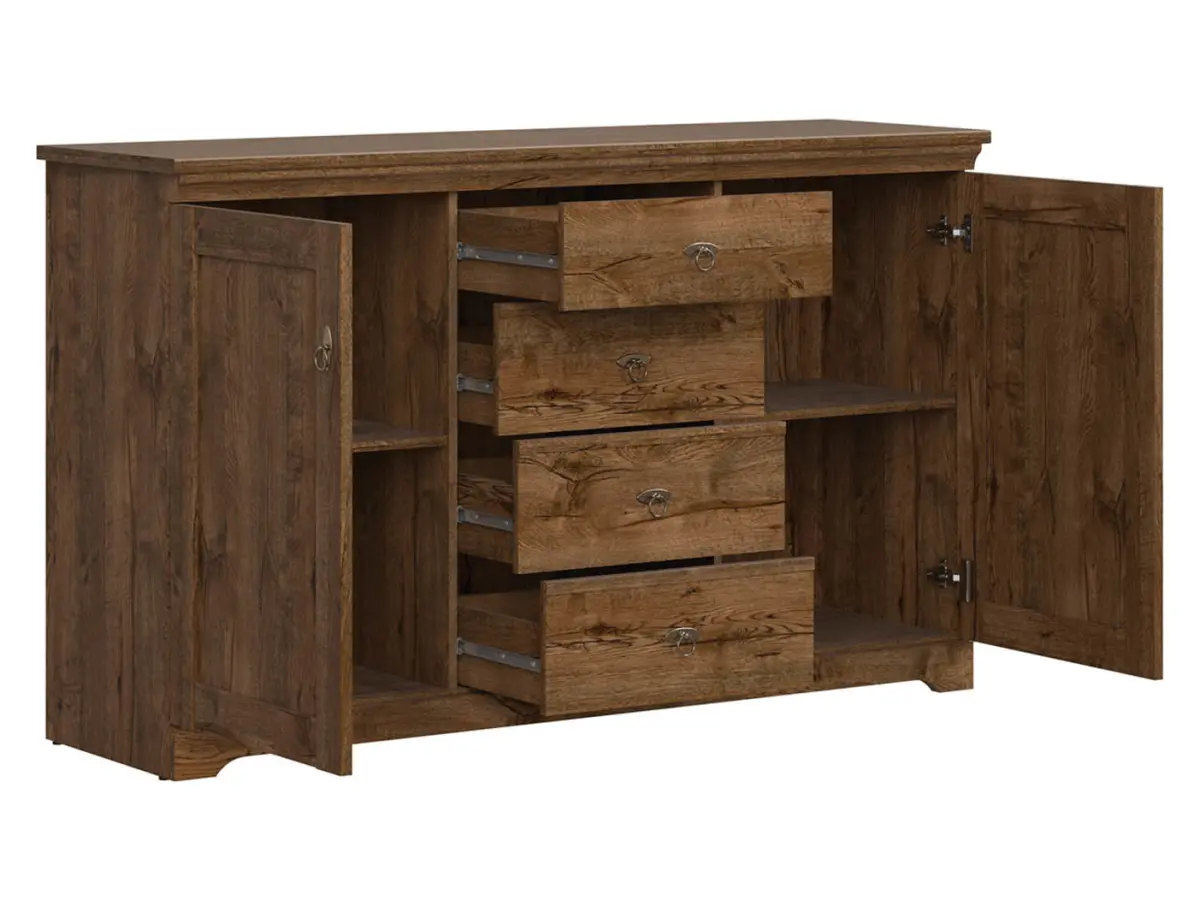 Cómoda Patras 153 cm con 2 puertas y 4 cajones roble april