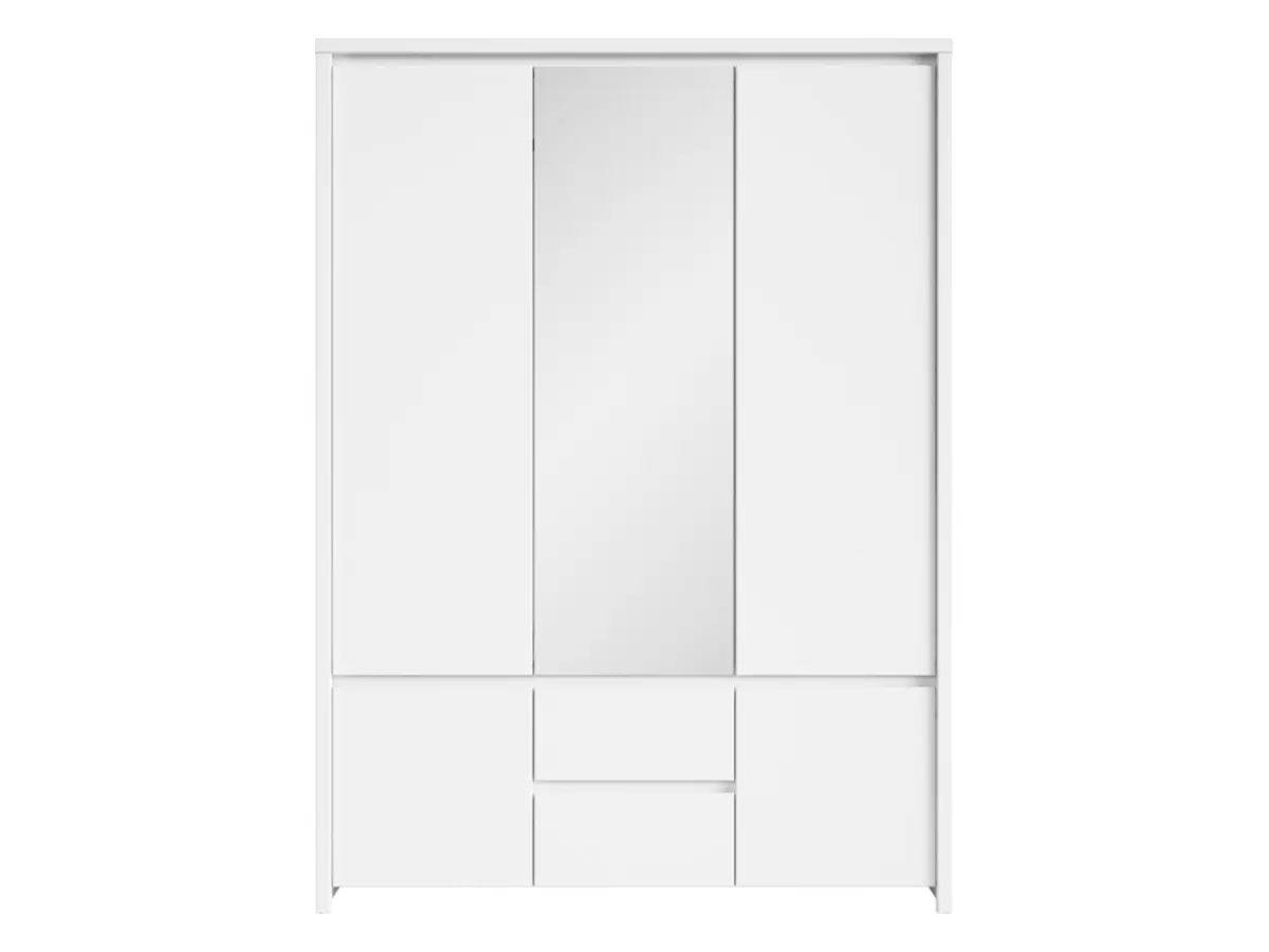 Armario de cinco puertas Kaspian 153 cm con espejo y cajones blanco