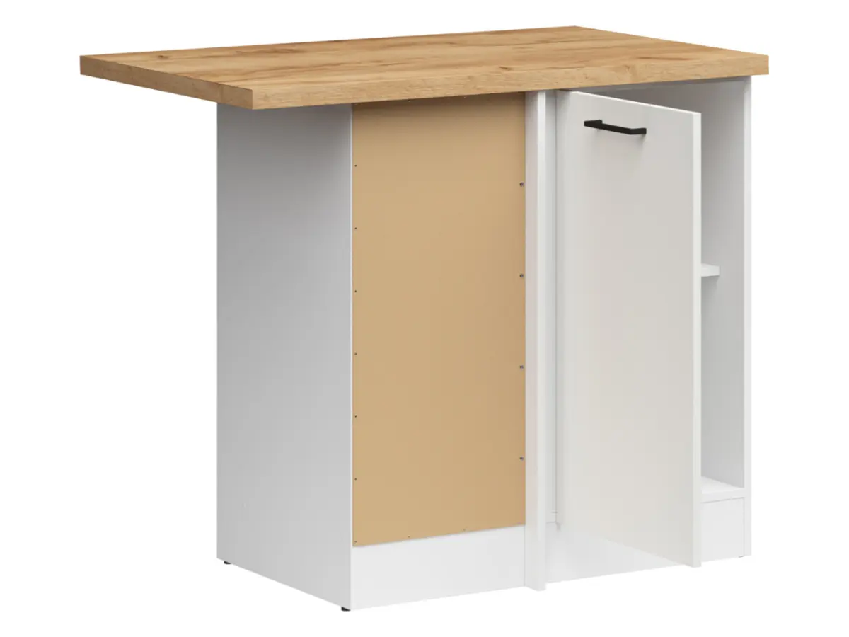 Armario de cocina inferior de esquina Junona Line izquierdo brillo tiza con encimera para rincón 100x60 cm
