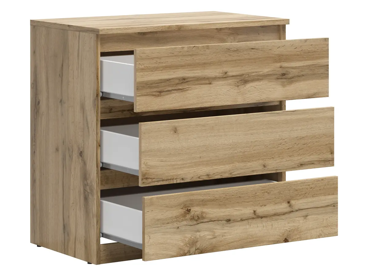 Cómoda Tetrix 75 cm con 3 cajones roble wotan