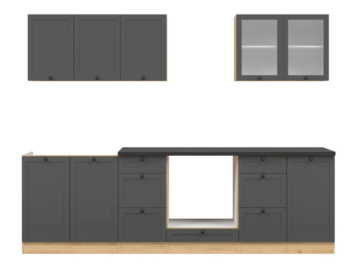 Conjunto de cocina Junona Line 260 cm grafito con encimera