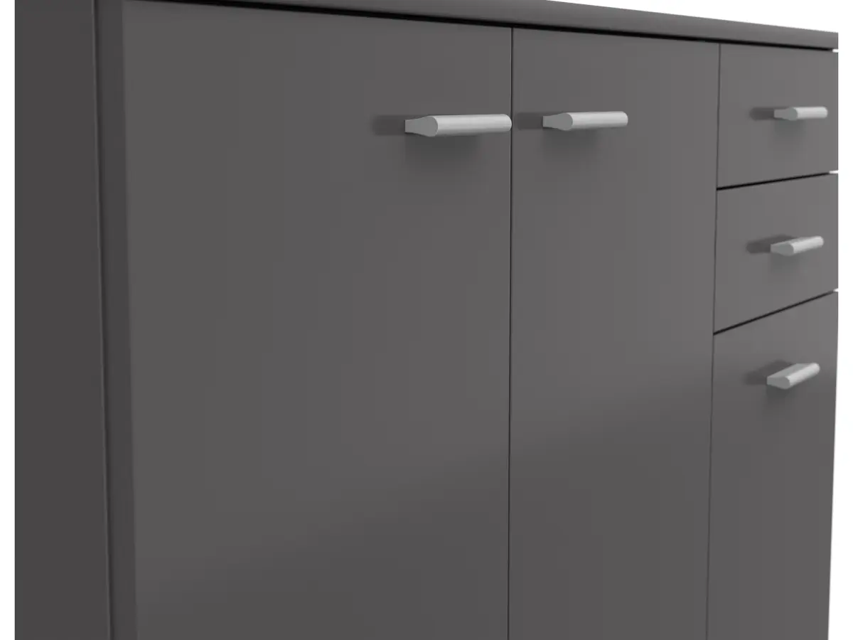 Cómoda Noeda 106 cm con 3 puertas y 2 cajones grafito