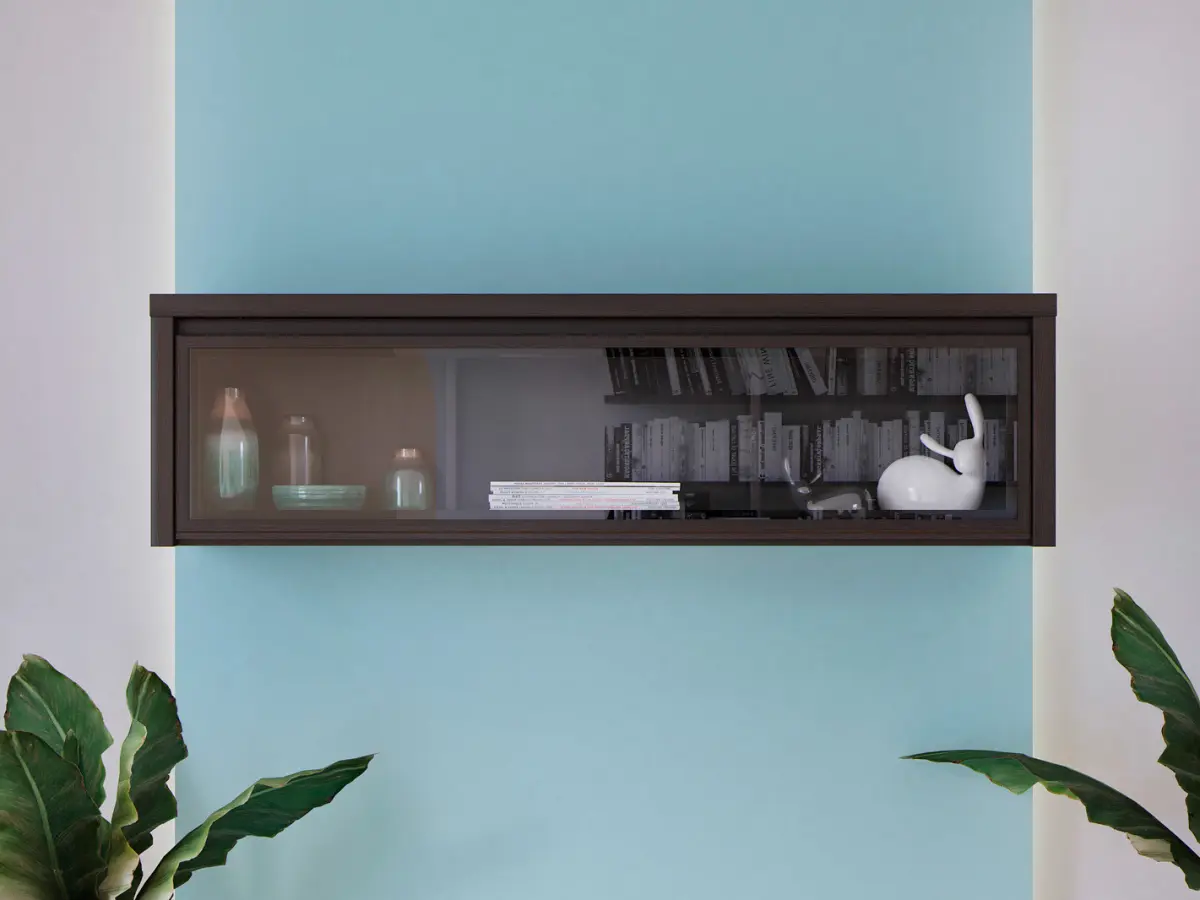 Vitrina suspendida Kaspian 144 cm con puertas wenge