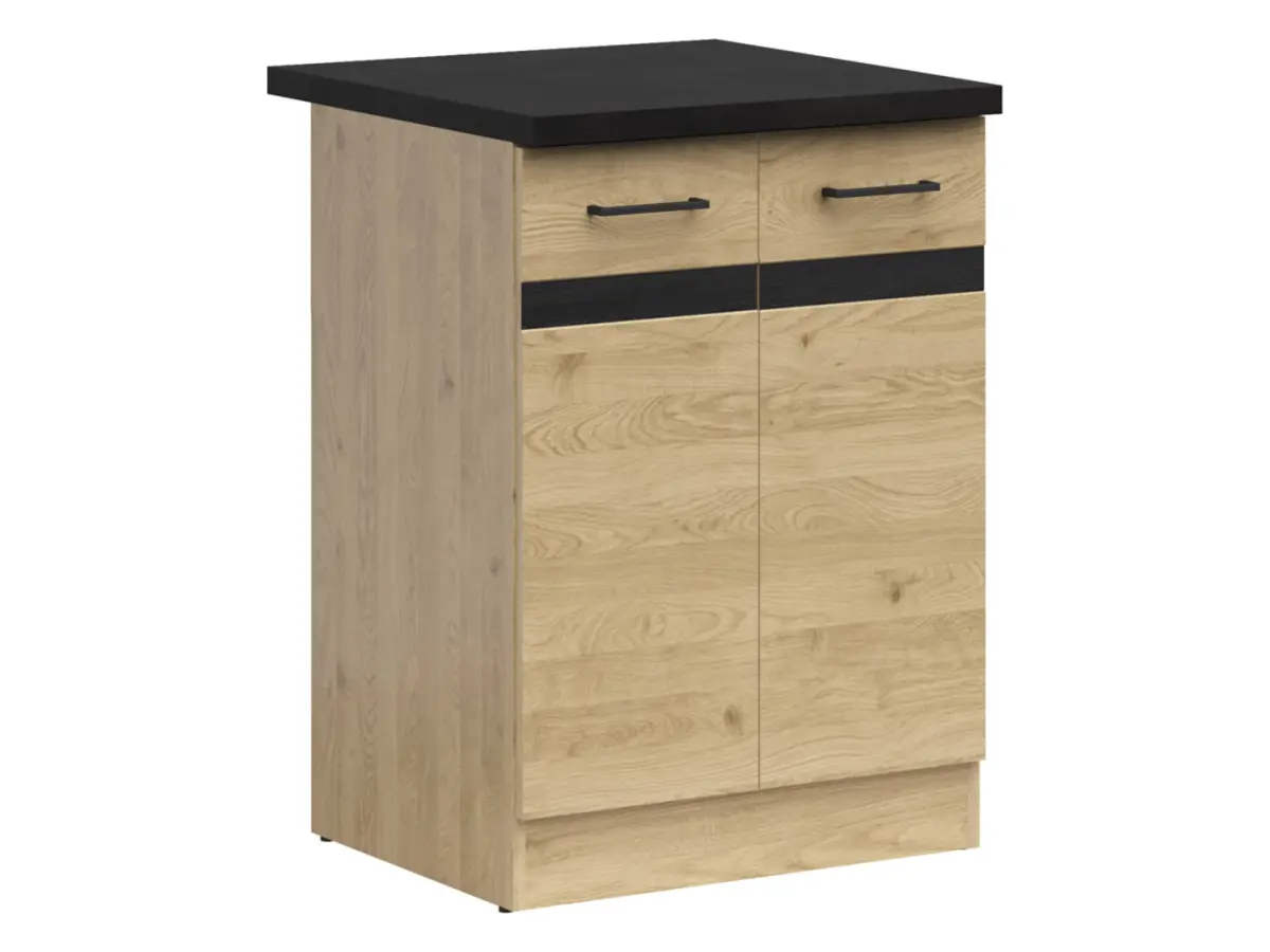 Mueble bajo de cocina Junona Line 60 cm de dos puertas roble bernstein con encimera