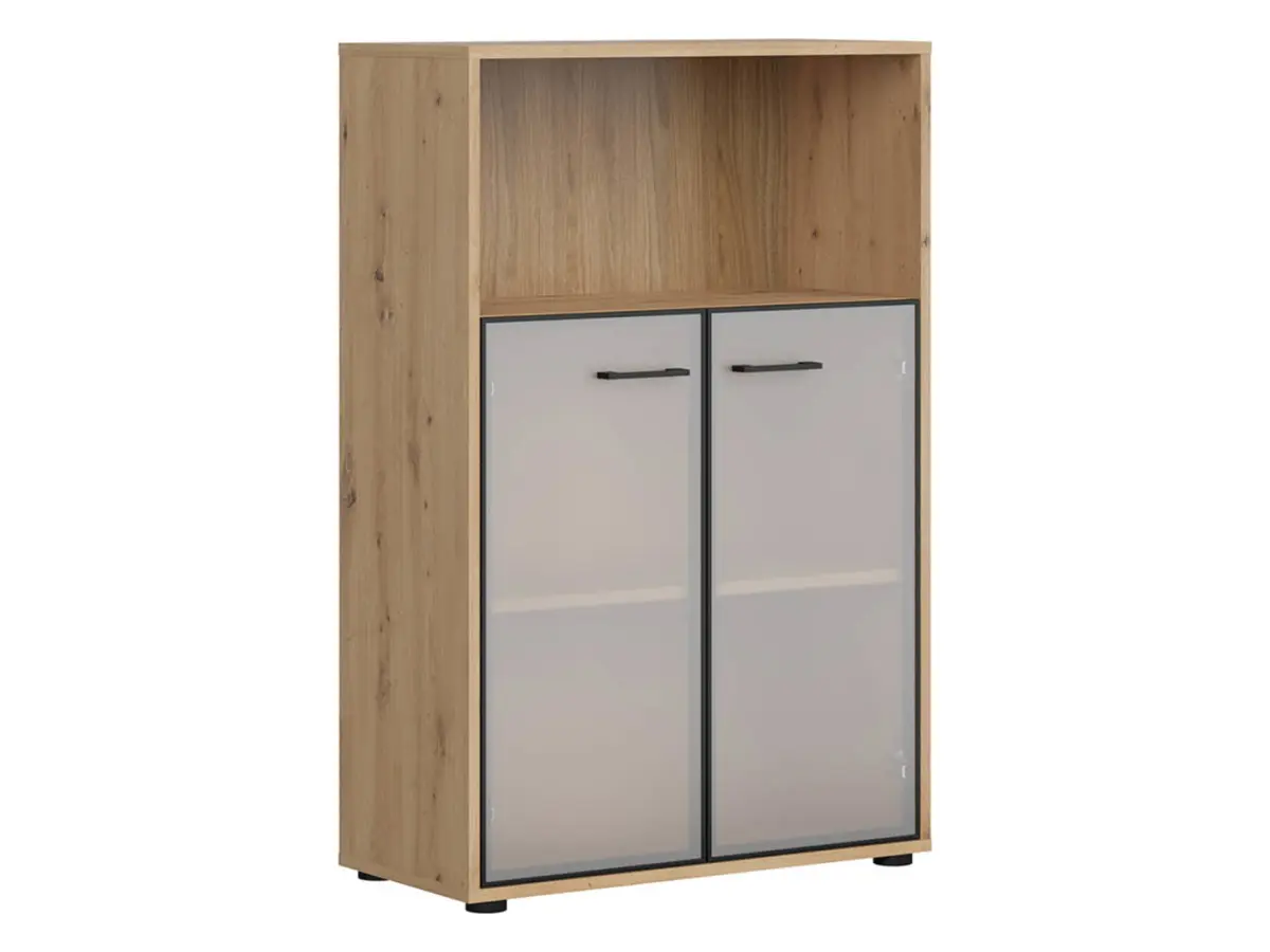 Estantería Space Office 80 cm con 2 puertas y estante roble artisan