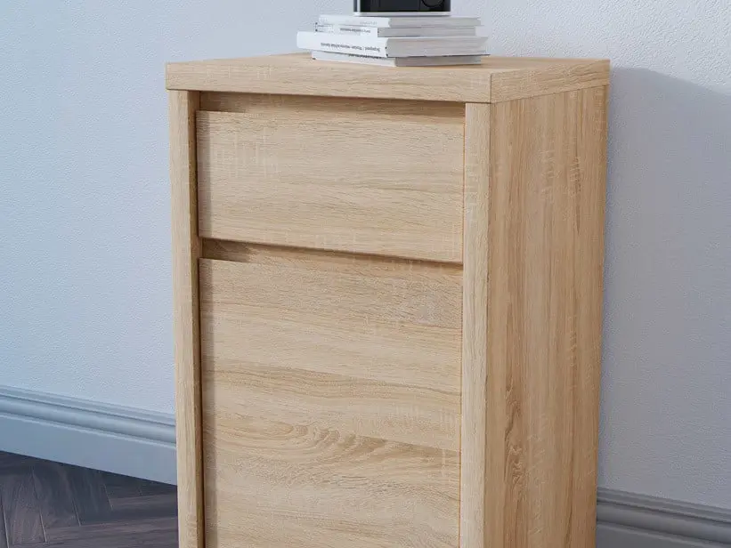 Cómoda Kaspian 49 cm con puerta y cajón roble sonoma