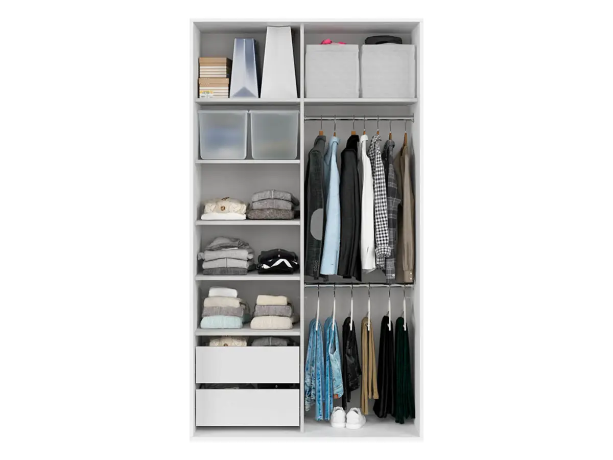 Armario de puertas correderas Flex 120 cm con espejo blanco brillo