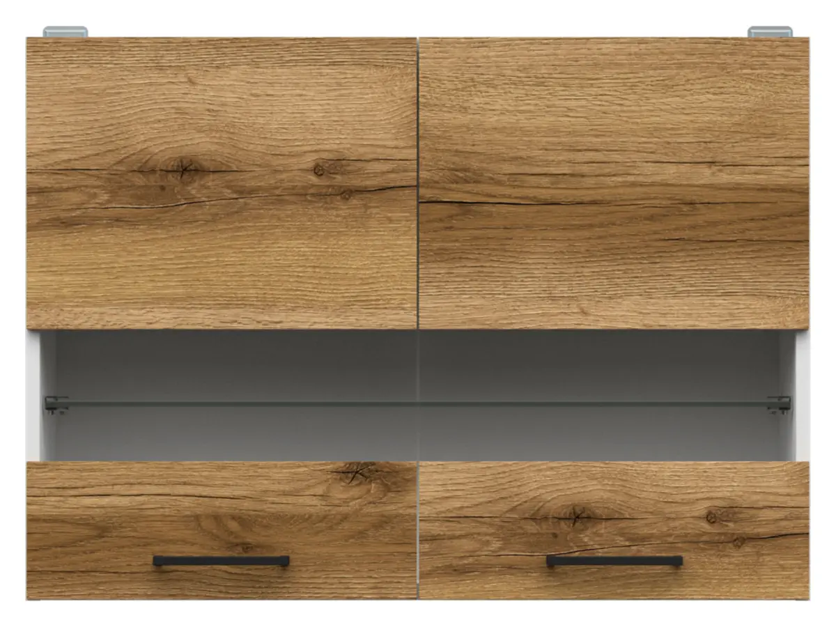 Armario de cocina superior Junona Line 80 cm de dos puertas con vitrina roble delano claro