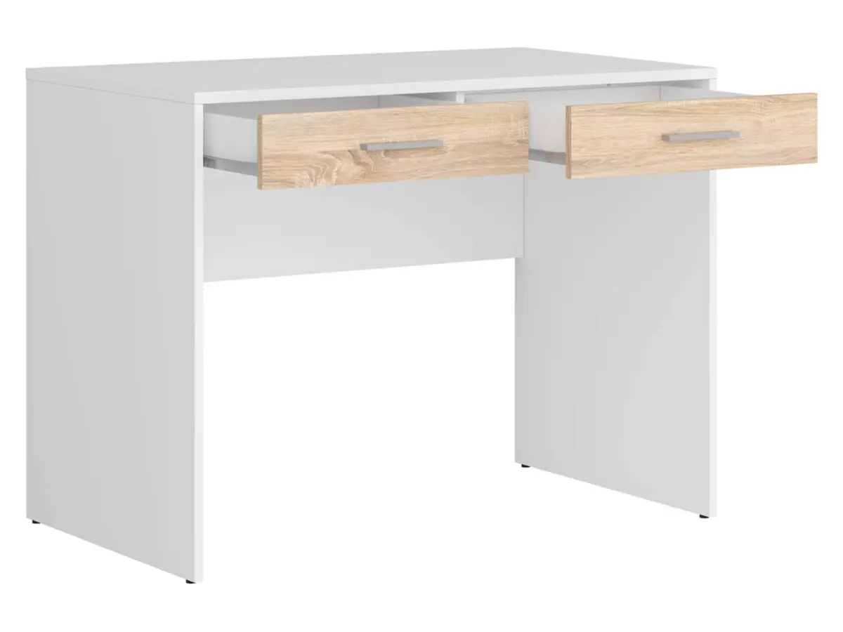 Escritorio Nepo Plus 100 cm con 2 cajones blanco/roble sonoma