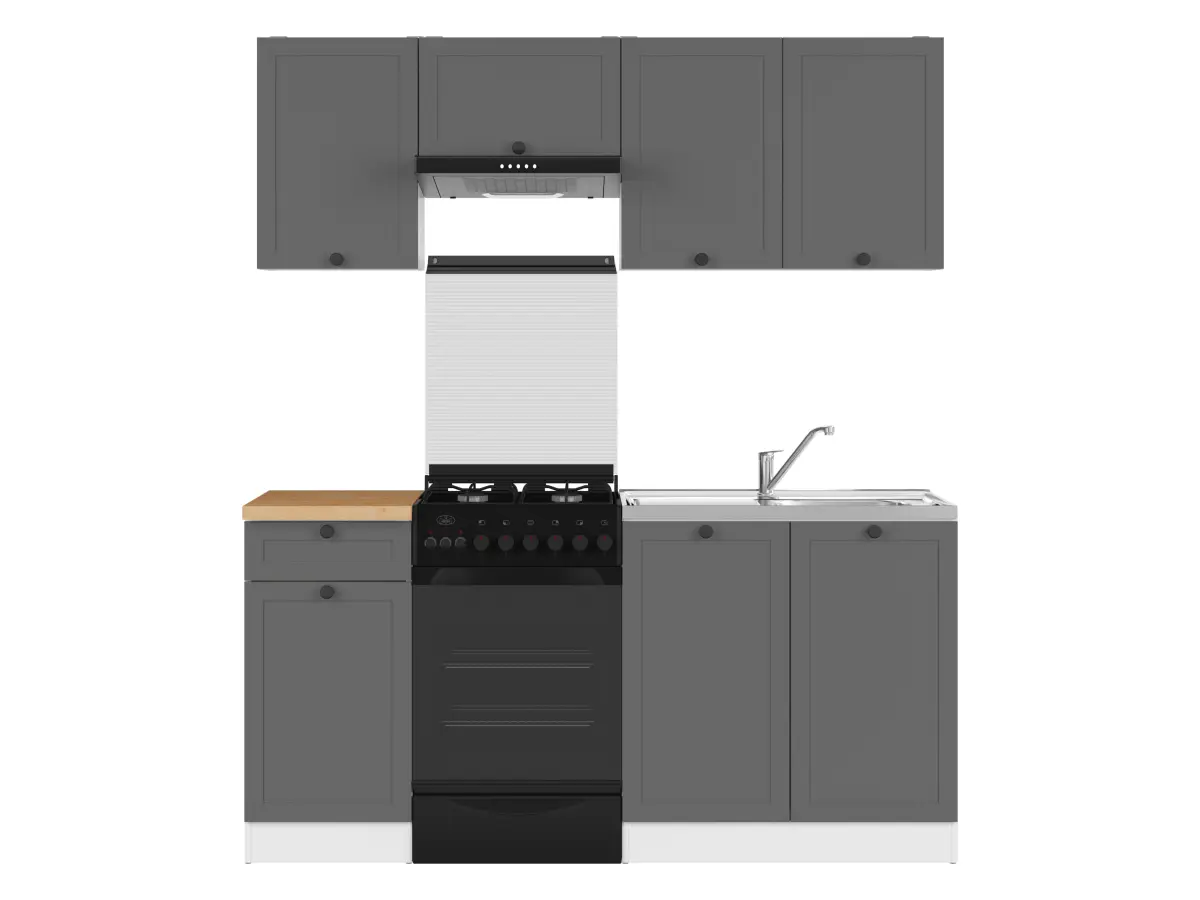 Conjunto de cocina Junona Line 170 cm grafito con encimera