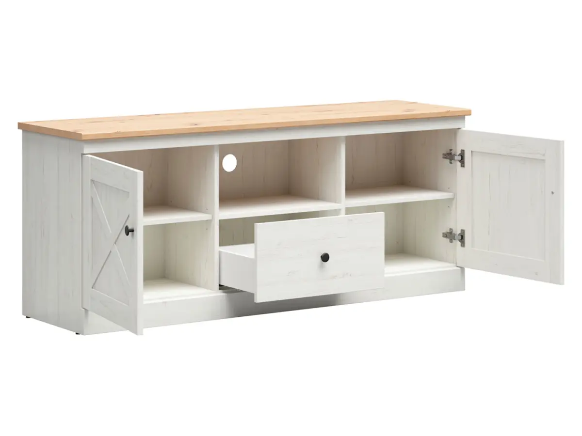 Тумба РТВ Frija 153 см с 2 дверцами и ящиком сосна андерсен белая