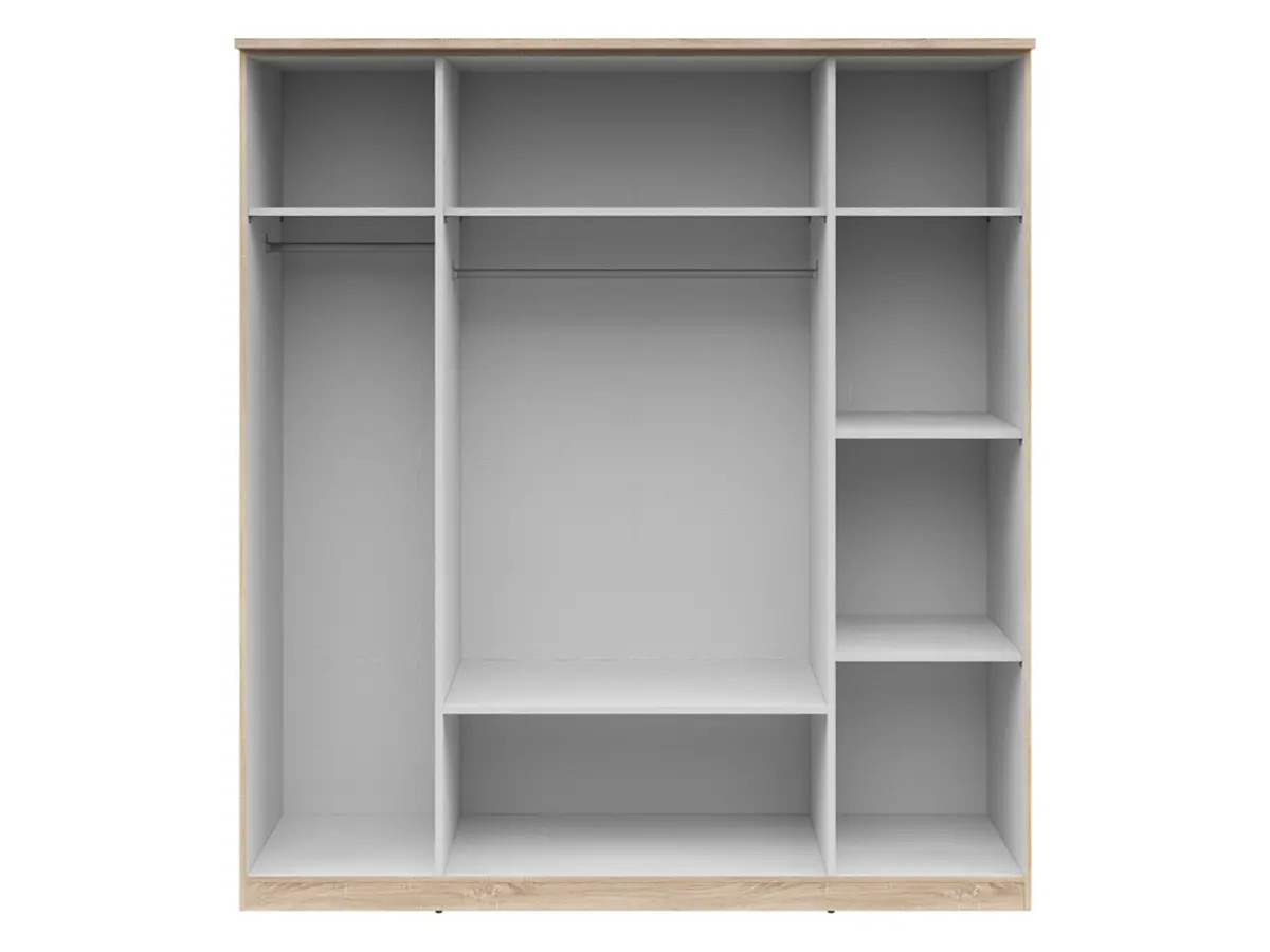 Armario de cuatro puertas Kredo 181 cm con espejo y cajones roble sonoma