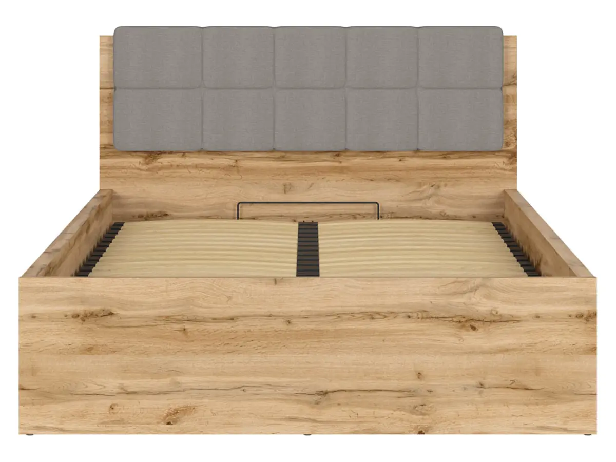 Cama Tetrix 140x200 con somier y contenedor roble wotan
