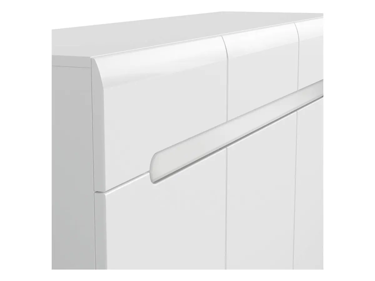 Cómoda Azteca Trio 150 cm con 3 puertas y 3 cajones blanco brillo