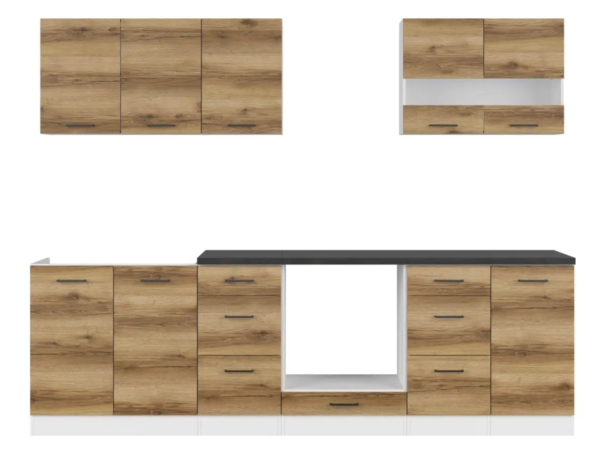 Кухонный комплект Junona Line 260 см дуб делано светлый со столешницей