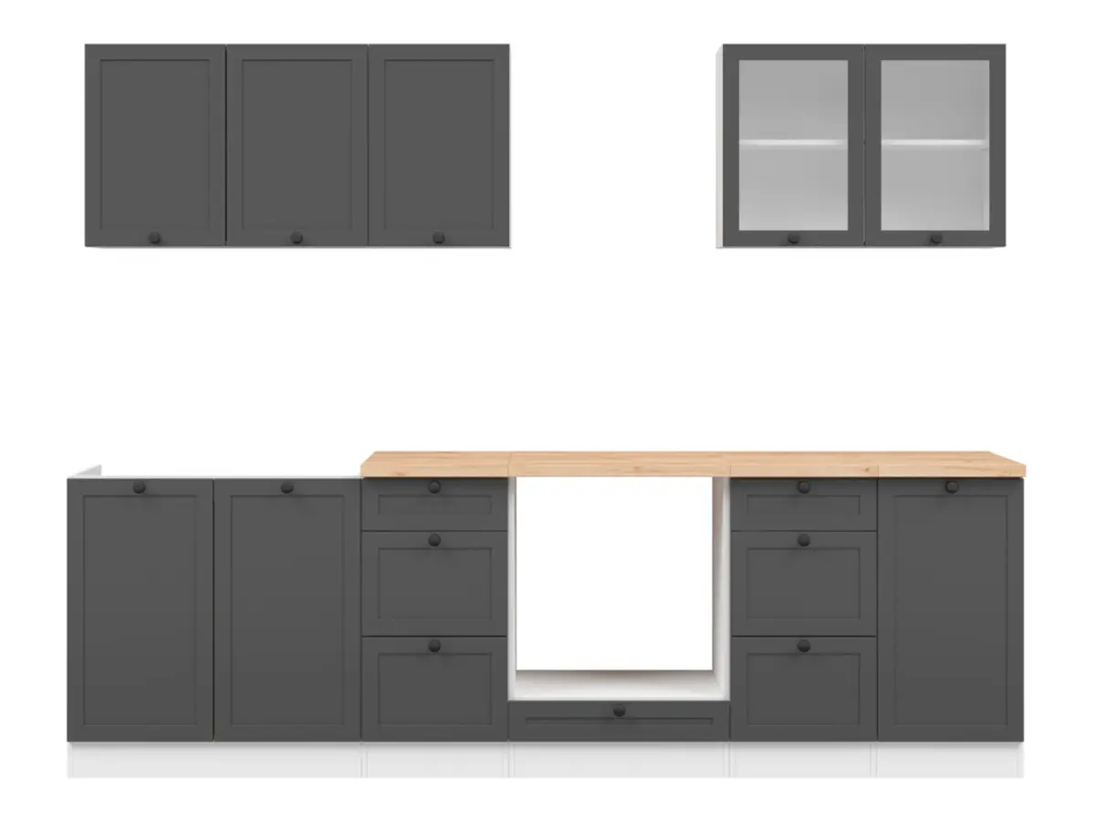 Conjunto de cocina Junona Line 260 cm grafito con encimera