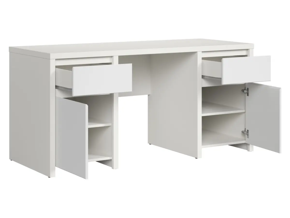 Desk Kaspian 160 cm with 2 doors and drawers white