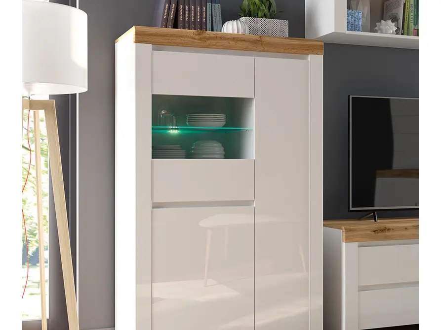 Vitrina Holten 98 cm con 3 puertas blanco brillo