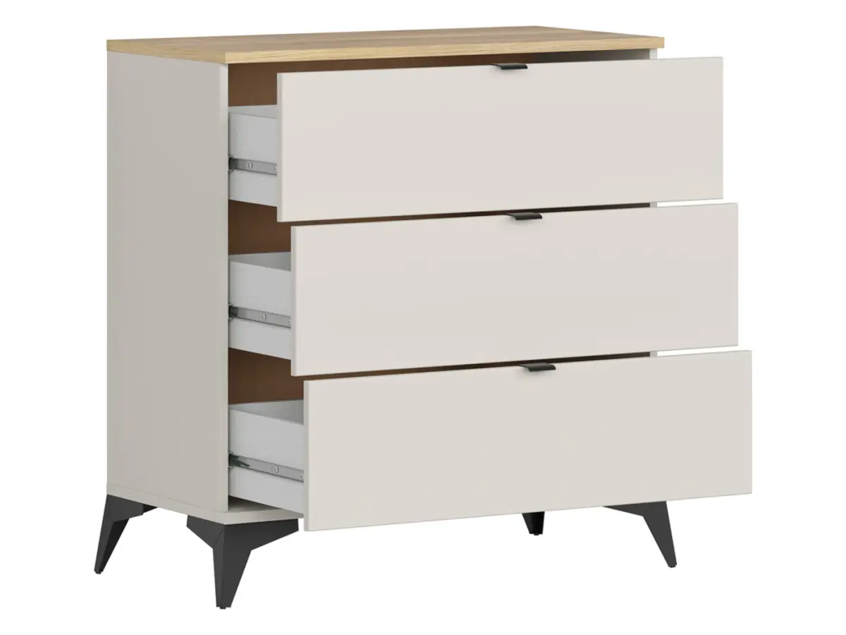 Cómoda Glamour 85 cm con 3 cajones cachemira/roble mauvella