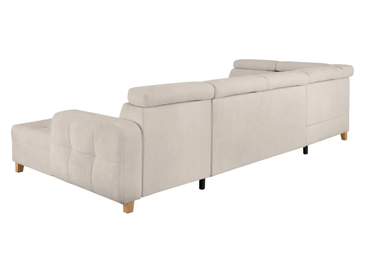 Кутовий диван лівобічний Saragossa розкладний шеніловий бежевий