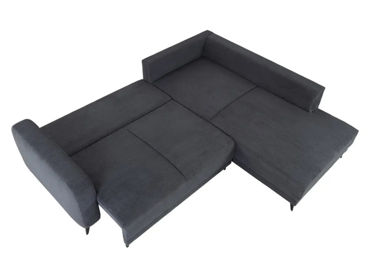 Sofá rinconera universal Martinez convertible con arcón de pana gris oscuro