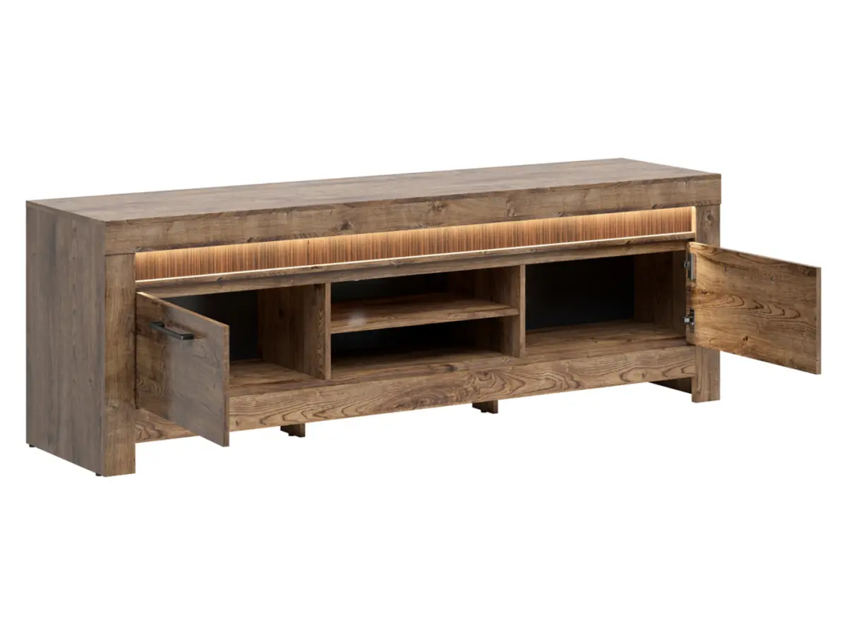 Mueble RTV Torin 180 cm con 2 puertas y estantes roble ribbeck