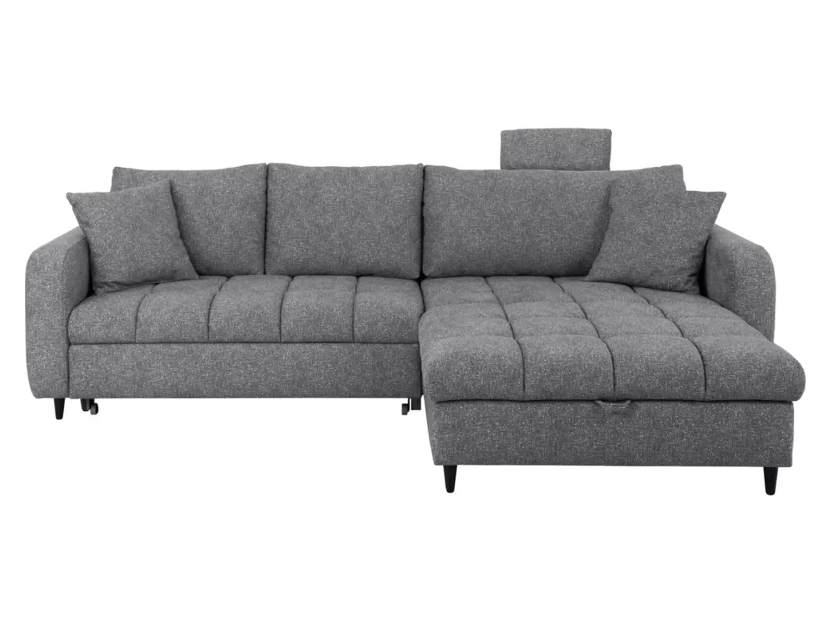 Sofá rinconera universal Twist New desplegable con arcón gris