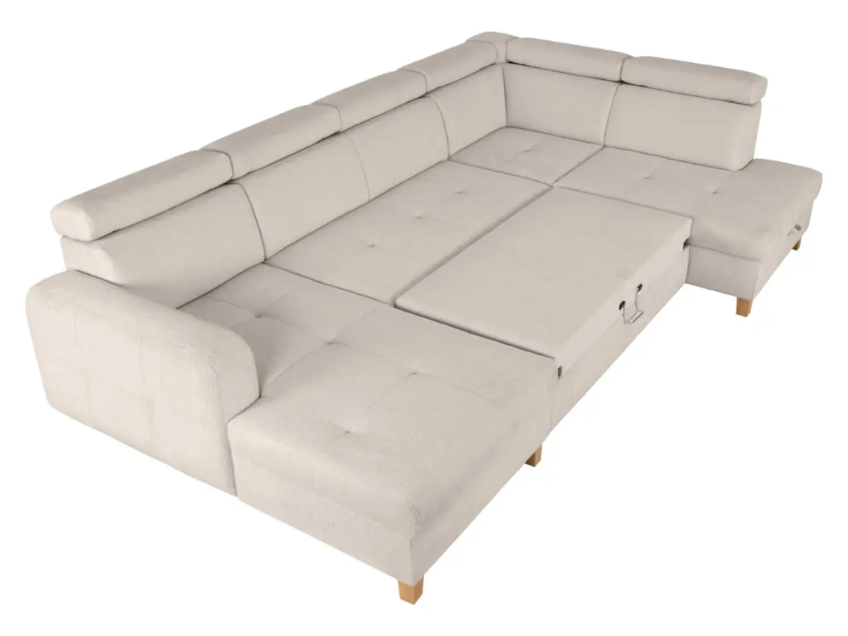 Sofá rinconera derecha Saragossa convertible chenilla beige