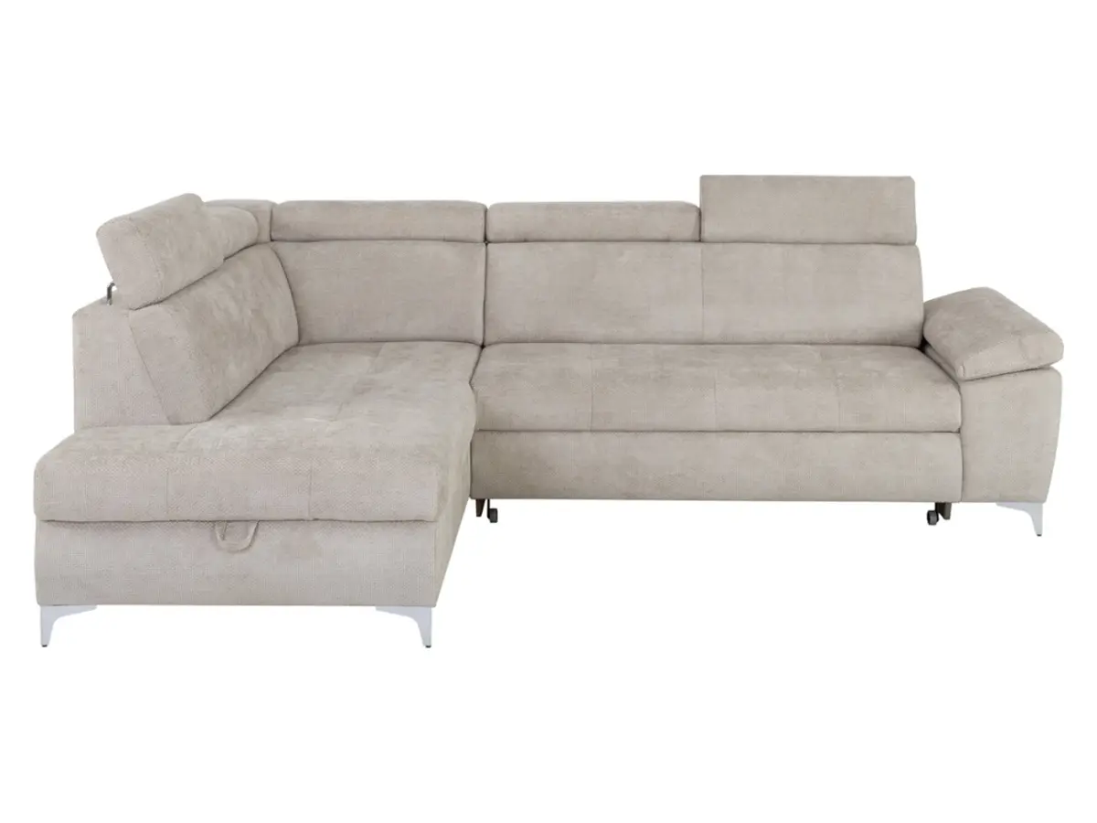 Sofá rinconera izquierdo Raul convertible con arcón beige