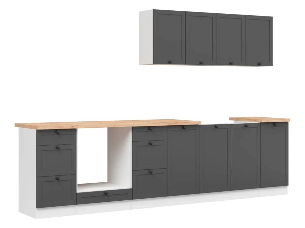 Conjunto de cocina Junona Line 300 cm grafito con encimera