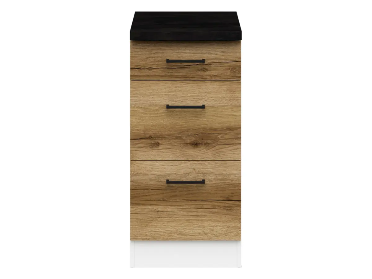 Mueble de cocina bajo Junona Line 40 cm con cajones roble delano claro con encimera