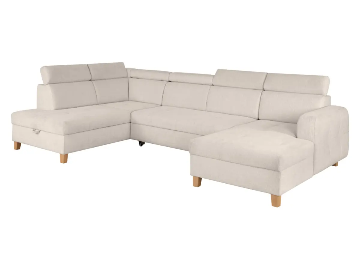 Кутовий диван лівобічний Saragossa розкладний шеніловий бежевий