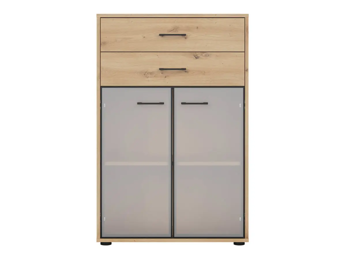 Estantería Space Office 80 cm con 2 puertas y 2 cajones roble artisan