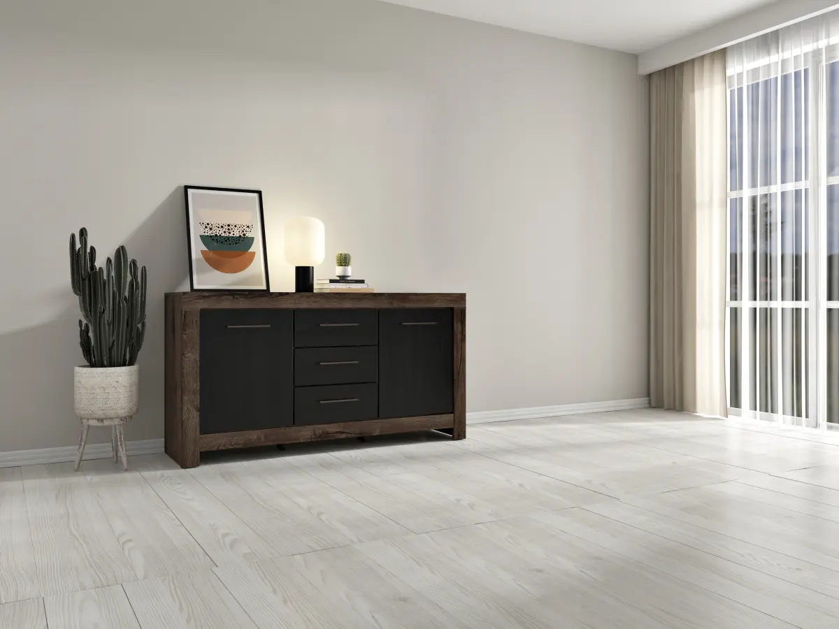 Комод Balin 160 см з 2 дверцятами та 3 шухлядами дуб монастирський/дуб чорний