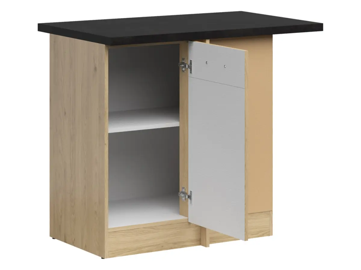 Armario de cocina inferior de esquina Junona Line derecho roble bernstein con encimera para rincón de 100x60 cm