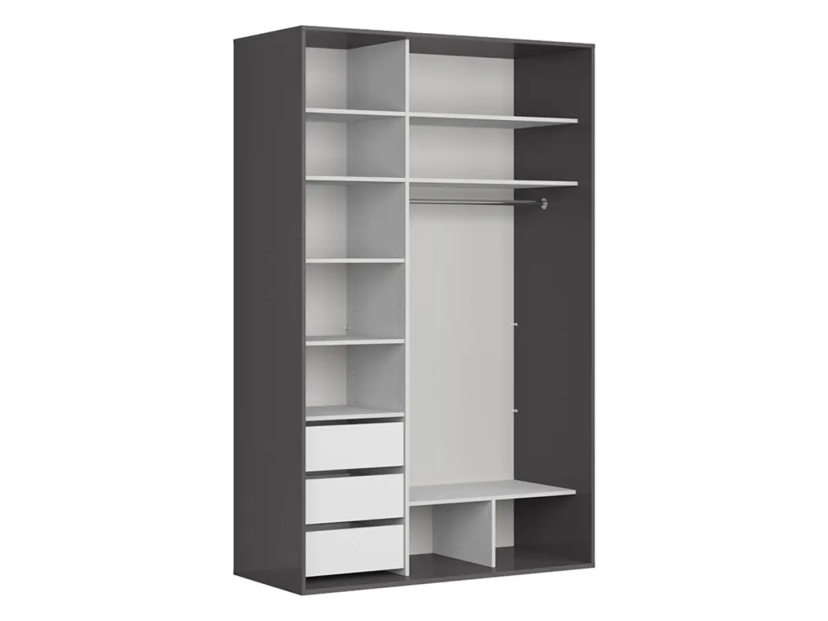 Armario de puertas correderas Flex 150 cm con espejo grafito/roble wotan