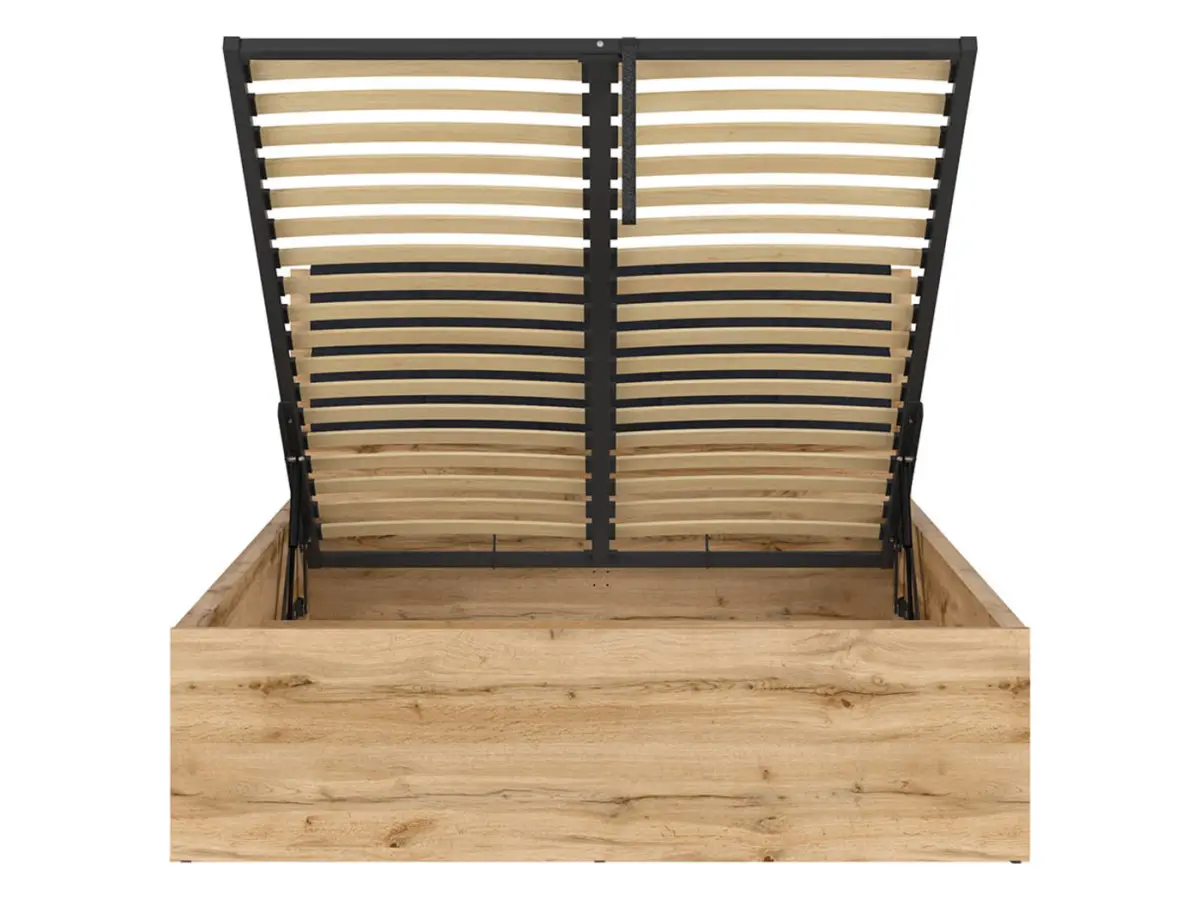 Cama Tetrix 140x200 con somier y contenedor roble wotan