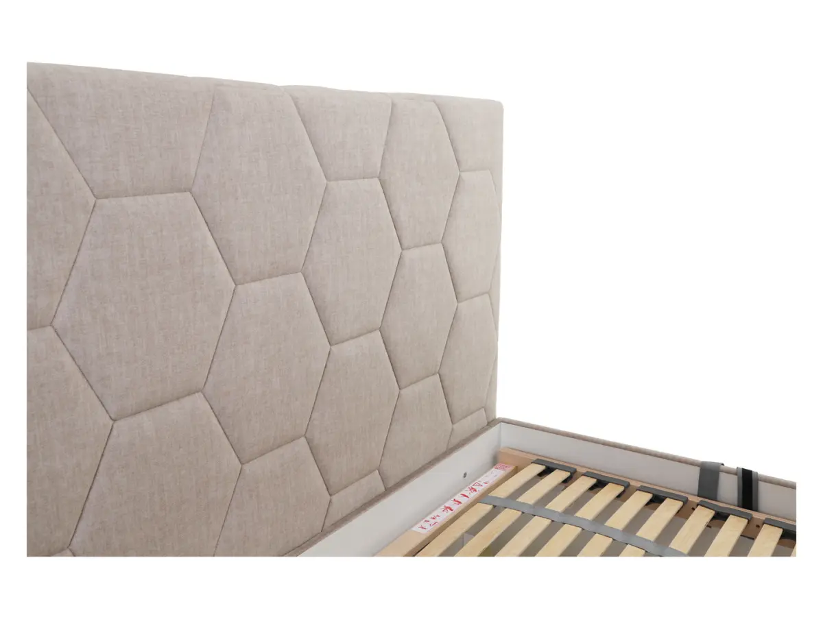 Cama tapizada Bora 160x200 con contenedores y somieres taupe