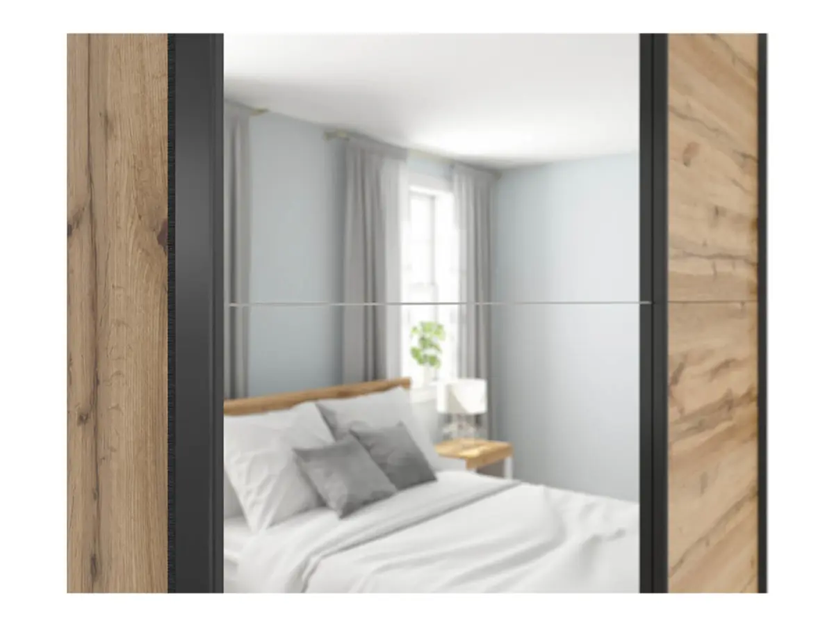 Armario corredero Tetrix 153 cm con espejo roble wotan