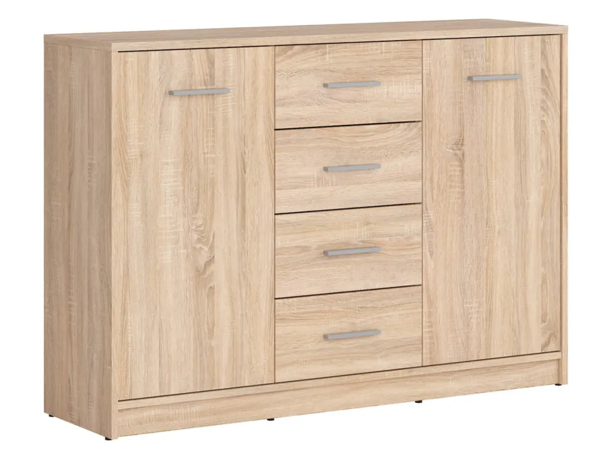 Cómoda Nepo Plus 119 cm con 2 puertas y 4 cajones roble sonoma