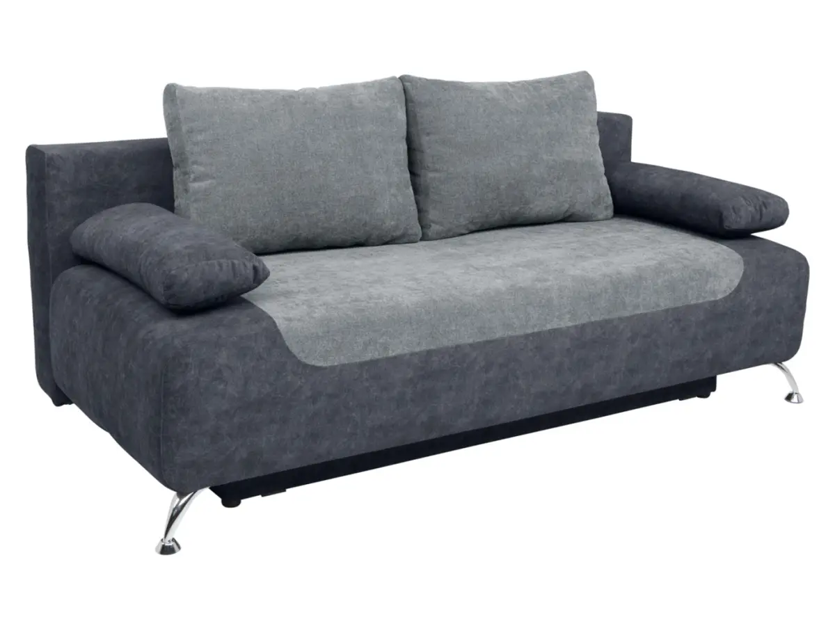 Диван трехместный Daria III раскладной с ящиком велюровый серый