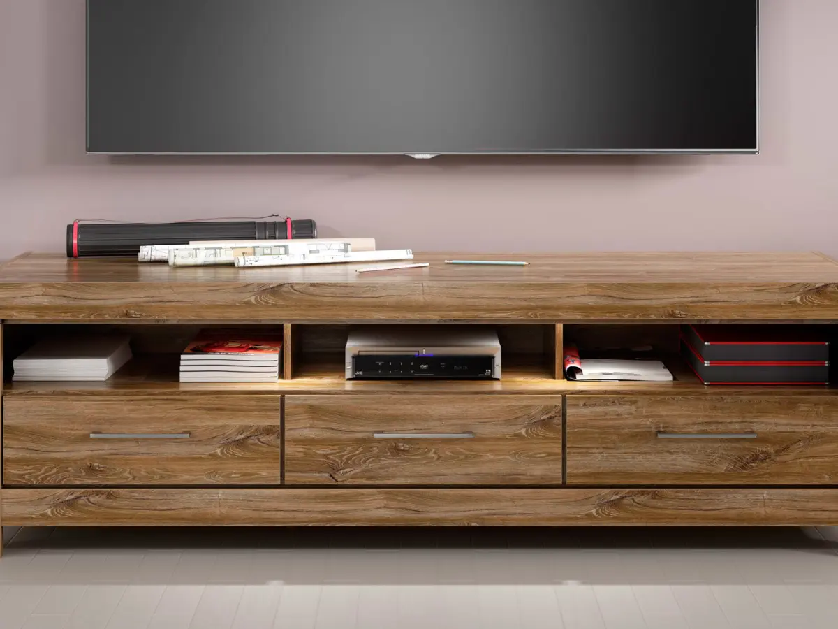 Тумба RTV Gent 200 см с 3 ящиками и полкой дуб стирлинг