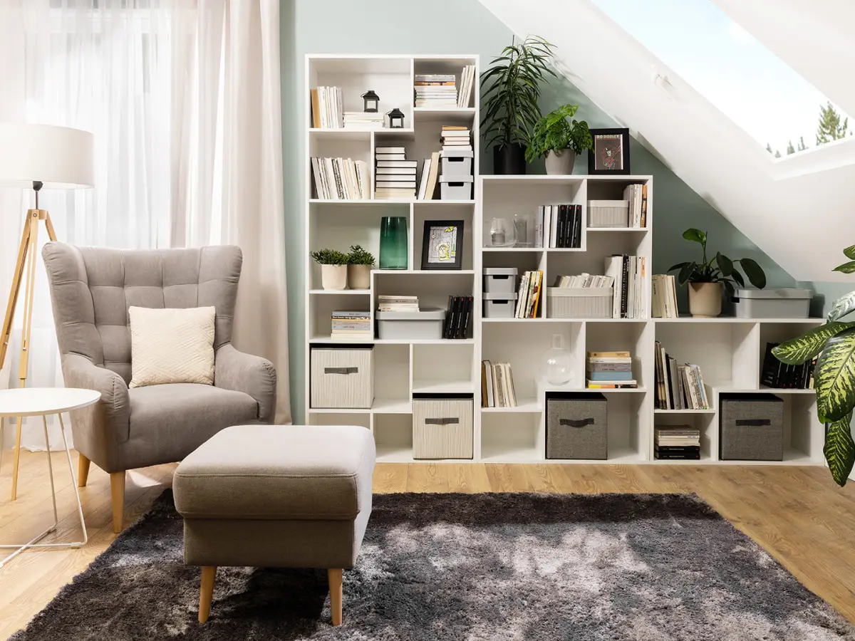 Estantería Tetrix 88 cm con 12 estantes blanca