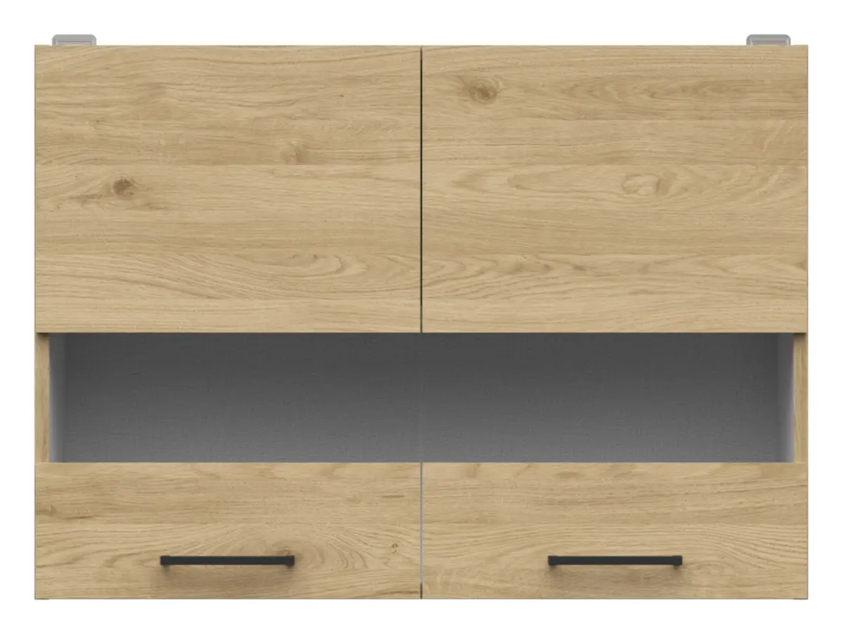 Armario superior de cocina Junona Line 80 cm de dos puertas con vitrina roble bernstein